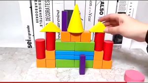 FUNToy Mainan Anak Edukasi 26PCS DIY Mini Castle Blok Bangunan Bentuk Geometris Puzzle Kayu
