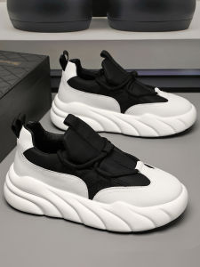 Large Size Mens Winter Casual Sports Shoes Fleece Lined Thick Bottom Bread Shoes Dad Shoes Low Top round Toe Slip-On Shoes