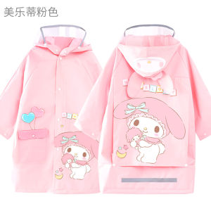Kuromi Childrens Raincoat Girls Large Brim Waterproof School Bag Position Increased Storm Proof Rain Poncho for Girls