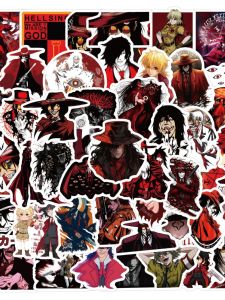 60-Piece Set Waterproof Hellsing Anime Stickers Decorative Decals for Luggage Notebooks Water Bottles Cartoon Illustrations
