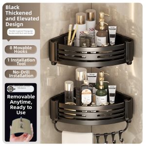 MOLORE | Wall-Mounted Bathroom Storage Rack with Suction Cups No Drilling Required