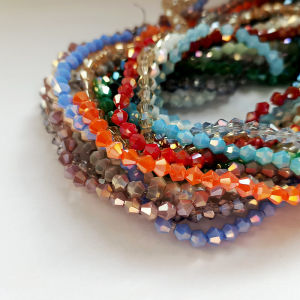 DIY Handmade Rhombus Beads Glass Facet Simulated Crystal Sharp Two Ends Bead Accessories Loose Beads Jewelry Making 4mm