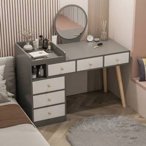 Meja Rias Aesthetic Meja Kamar Tidur Meja Rias Dengan Cermin Meja Rias Minimalis Lemari Pakaian Kayu 100x40x120cm
