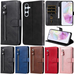 Luxury Case For Samsung Galaxy S25 Ultra A16 A55 A35 A56 5G A06 A26 S24 Plus A15 A24 5G M35 M15 M55 S24 FE S24 Ultra Zipper Wallet Card Leather Flip Stand Skin Protect Cover