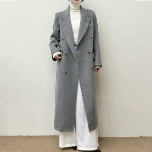 Double-Faced Woolen Goods Wool Overcoat Comes with Padded Shoulder Suit Version Woolen Outwear Female Fall and Winter
