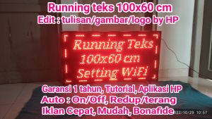 running teks 100x60 cm edit tulisan / logo/ gambar by HP Bergaransi mudah dan cepat. Doso Solo LED
