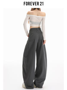 Forever 21 High Street American Deep Grey Loose Wide Leg Jeans Womens High Waist Pear Shape Ultra Fire Knife Pants