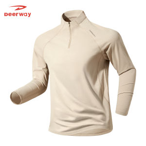 Deerway Mens Long Sleeve T-Shirt Casual Running Fitness Breathable Polyester Fiber Standard Fit Fashion Urban Style Autumn New