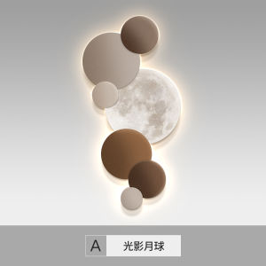 Modern Light Luxury Entrance Painting Vertical LED Lamp Mural Fancy Corridor and Aisle Painting Moon round Painting