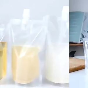 100Pcs Food Grade Liquid Spout Pouch Bag Drink Stand Up Pouch with Lid