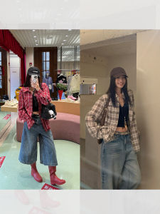 Áo Sơ Mi Cotton Cổ Polo Thường Ngày Mùa Thu 2025 Dành Cho Nữ Áo Sơ Mi Kẻ Caro Cổ Điển Tay Dài Thoải Mái Thoáng Khí Mặc Thường Ngày