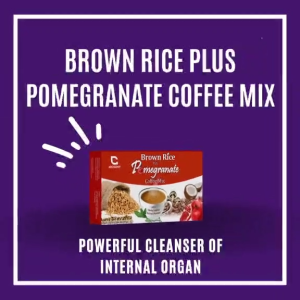 Organic Brown Rice Coffee with Pomegranate - Non-Acidic Healthy Snack Drink Blend Caffeine-Free Antioxidant & Fiber for Hot & Cold