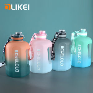 OLIKEI 2.2L Gradient Color Gym Fitness Water Bottle with Handle Large Capacity Sports Kettles BPA Free Leakproof Portable Space Water Cup