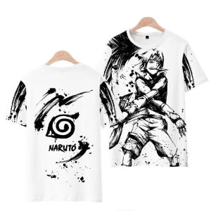 Bandai | Animation Surrounding Clothing Naruto Sasuke Yuzhi Bo Kat Kakashi Impression Cartoon Summer Men Short-sleeved T-shirt