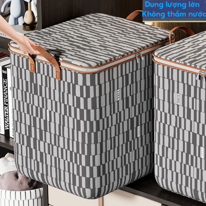 Túi đựng quần áo mẫu kẻ đa năng 100L/140L/180L – Giỏ vải đựng chăn màn ...