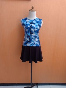 atasan wanita biru motif bunga XS cewek kutung remaja blouse santai cute 11 12 13 thn