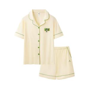 YOUKESHU | Pure Cotton Short Sleeve Sleepwear For Women Summer Home Clothes Set Wearable Ladies Nightgown Loose Fit Comfortable Sleepwear