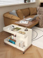 Elevating Rock Surface Coffee Table Multi-Functional Sofa Side Table Small Household Living Room Mobile Cart Trendy Table. 
