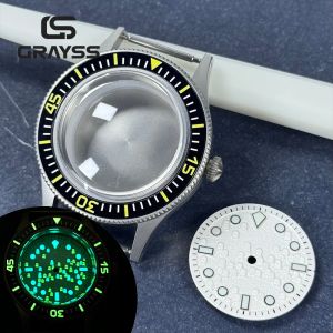 Vintage 50 FATHOS Super luminous watch case 3D Ghost Retro watch dial Bubble Sapphire Sandblast for NH34 NH35 NH36 NH70 20atm