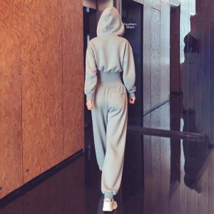 SUHUIQIAN | Petite Grey Cropped Hooded Regular Shoulder Waist-accentuating Outerwear