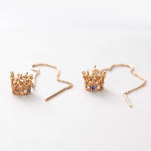 Chow Sang Sang 周生生 V&A The Art of Nature 18K Gold Sapphire Royal Crown Earrings 90599E