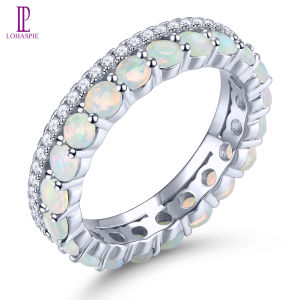 Lohaspie Jewelry Genuine 1.8 Carats 925 Silver Original Ring Natural Opal Tanzanite Garnet Ring 925 Silver Original Ring Garnet Stone Ring Ladies Opal Birthstone Ring Jewelry