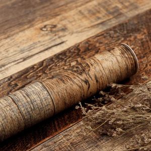 วอลล์เปเปอร์ไม้สีน้ําตาล Peel และ Stick Shiplap Self กระดาษติดต่อกาวสําหรับตู้เคาน์เตอร์ชั้นวางลิ้นชักผนังประตู ﻿