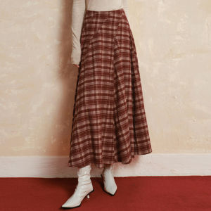 Yigue | Festive Stylish Tartan A-line Midi Skirt