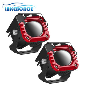 LED Laser Spotlight Headlight for Motorcycle Off Road Scooter White Yellow Colorful Flash Projector Car Driving Fog Lights IP67