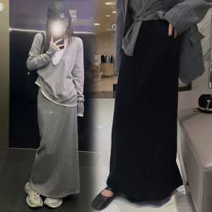 Maternity Mid-Length Skirt Woolen Straight Split Skirt Spring Autumn New Style No-Bump Belly Skirt Womens Fashion