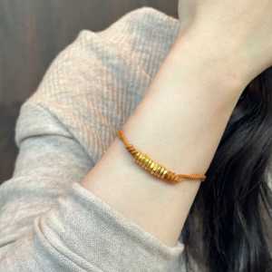 Retro Handwoven Gold Fragment Bracelet Chinese Style New White Enhancing Durable Cotton Linen Material Womens Fashion Jewelry