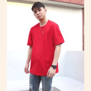Kaos Merah Polos Pria Wanita Simple Cocok untuk Imlek Natal Seragam Agustusan Event