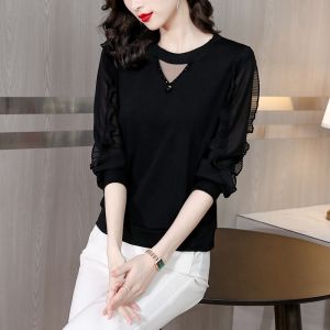 MAIMEI | Fashionable Long Sleeve Mesh Base Shirt Womens Spring Autumn New Style T-Shirt Elegant High-End Feeling Fashion Top