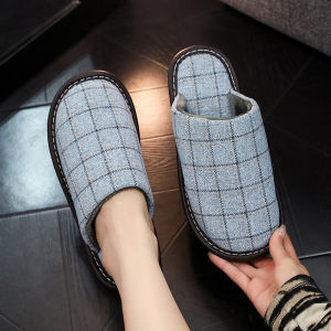 Home Cotton Slippers Fabric Art Couple Indoor Wooden Floor Thick Bottom Soft Bottom Warm Anti-slip Men Women Autumn Winter Use