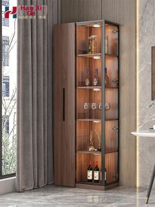 HANXIGE | Elegant Multifunction Pull-out Glass Door Wine Cabinet