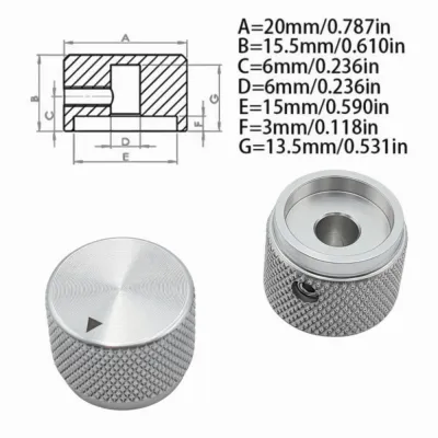 Portable 20 x 15.5mm Rotary Encoder Knob Solid Aluminum Alloy Potentiometer Knob Amplifier Knob