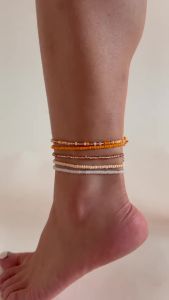 Ingemark | Ingemark Boho Colorful Seed Beads Anklet Set for Women Summer Beach Simple Elastic Chain Bracelet Barefoot Ankle on Leg Jewelry