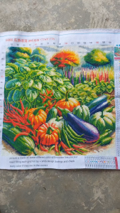 THÊU SẴN Tranh thêu chữ thập thành phẩm rau củ quả 6866 50*50cm thêu kín