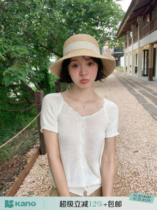 Petals Square Neck Short Sleeve Knit Cardigan