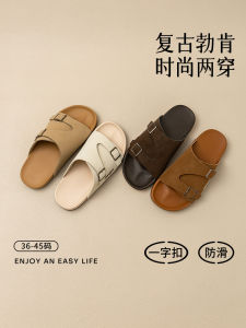 2025 New Thick Heel Outdoor Slippers Womens Summer Single Strap Soft Bottom Wear Resistant Anti-Slip Mens Anti-Odor Couples