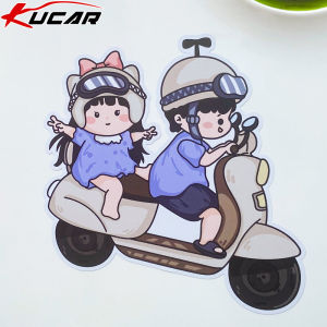 Trang Trí Chống Thấm Nước Chống Nắng Hoạt Hình Cặp Đôi Nhãn Dán Hoa Văn Nhỏ Cho Xe Đạp Điện Và Ô Tô Pin Đề Can Che Vết Xước