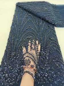 African Sequins Net Fabric 2026 High Quality 5 Yards Nigerian French Groom Lace Fabric For Sewing Luxury Wedding Party Dresses