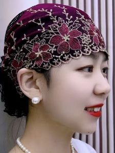 Floral Lace White Hair Covering Headscarf Autumn