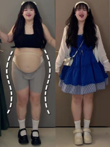 plus Size Blue Plaid Splitting Sun Protection Cardigan Shoulder Wrap Set Women Summer Slimming Two Piece Set Korean Style Commute