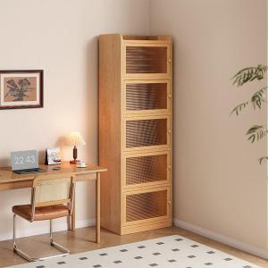 Solid Wood Bookcase Dustproof Floor Standing Wall Nudged Desk Pad Nearby Storage Narrow Cabinet Living Room Low Shelf