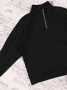 CABBEEN | Áo Hoodie Cổ Đứng Half-Zip Mùa Xuân Bông Cotton Sạch
