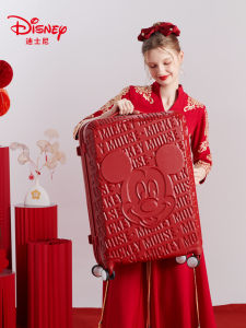 Disney Luggage Womens 24 Inch Internet Famous INS Small 20 Inch Pullman Boarding Travel Red Wedding Box Cute Soft Polyester
