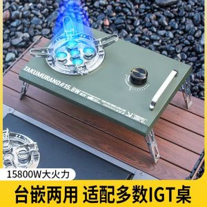 เตาแก๊สพับพกพาสำหรับการนอนกางเต็นท์กลางแจ้ง ขนาดเล็ก น้ำหนักเบา เตาแก๊สแบบใช้แล้วทิ้งสำหรับการเดินป่าและปิกนิก