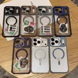 szhaiyu | Transparent Phone Case for IPhone 17 Pro 16 15 14 13 Pro Max for Magsafe Magnetic Wireless Charge Camera Stand Holder Lens Cover