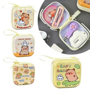 UUMIR กันน้ำกันน้ำได้ กระเป๋าเหรียญ Capybara แบบพกพาได้ ลายการ์ตูน กระเป๋ากุญแจกุญแจ น่ารักน่ารักๆ มินิมินิ กล่องเก็บของสำหรับเก็บ